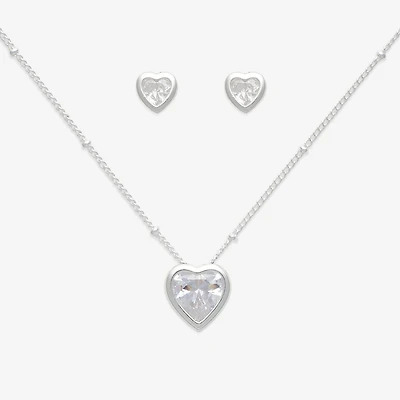 Mixit Womens Cubic Zirconia Heart Hypoallergenic -pc. Jewelry Set