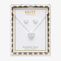 Mixit Womens Cubic Zirconia Heart Hypoallergenic 3-pc. Jewelry Set