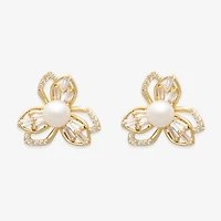 Mixit White Simulated Pearl 5mm Flower Stud Earrings