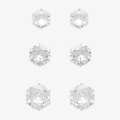 Mixit Womens Cubic Zirconia Hypoallergenic 3 Pair Earring Set