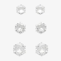 Mixit Womens Cubic Zirconia Hypoallergenic 3 Pair Earring Set