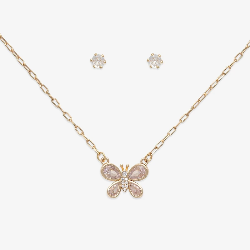 Mixit Womens Cubic Zirconia Butterfly Hypoallergenic 3-pc. Jewelry Set