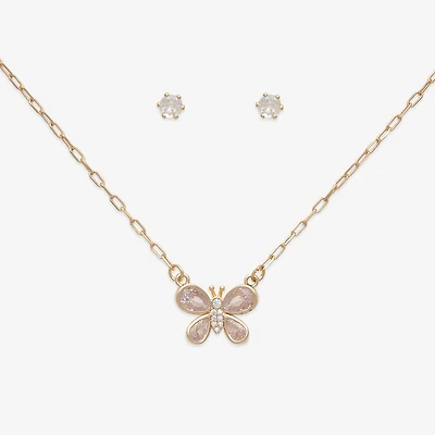 Mixit Womens Cubic Zirconia Butterfly Hypoallergenic 3-pc. Jewelry Set