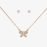 Mixit Womens Cubic Zirconia Butterfly Hypoallergenic 3-pc. Jewelry Set