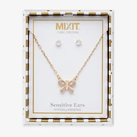 Mixit Womens Cubic Zirconia Butterfly Hypoallergenic 3-pc. Jewelry Set