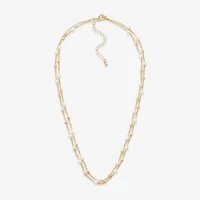 Mixit Womens White Simulated Pearl Stainless Steel Round 2-pc. Jewelry Set