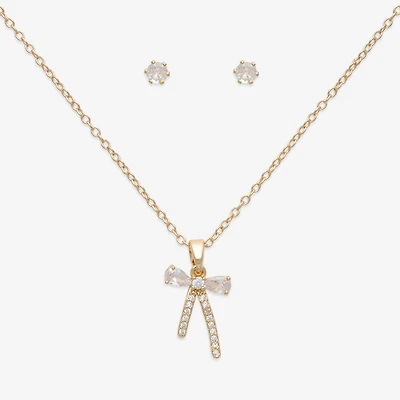 Mixit Womens Cubic Zirconia Bow Hypoallergenic -pc. Jewelry Set