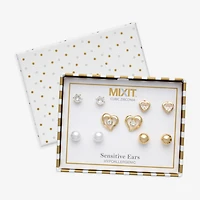 Mixit Womens Cubic Zirconia Heart Hypoallergenic 5 Pair Earring Set