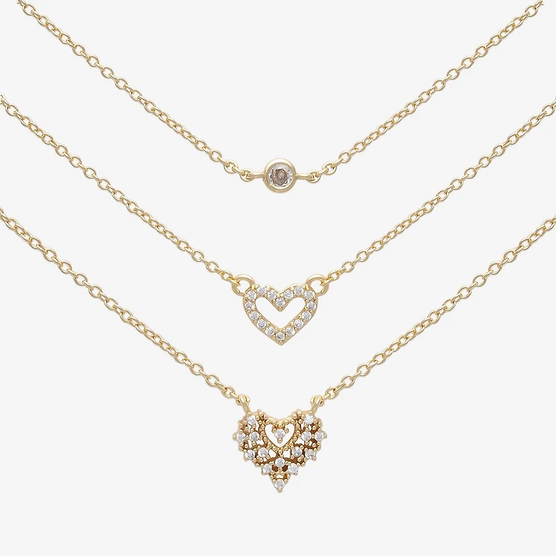 Mixit Womens Cubic Zirconia Stainless Steel Hypoallergenic 3-pc. Necklace Set