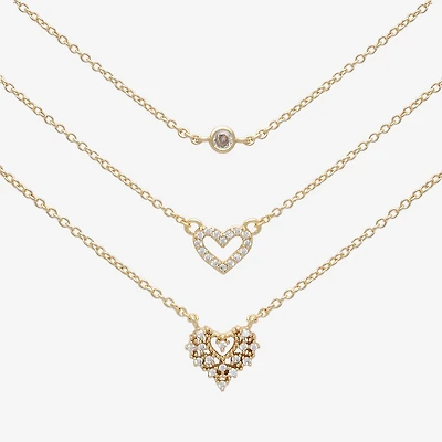 Mixit Womens Cubic Zirconia Stainless Steel Hypoallergenic 3-pc. Necklace Set