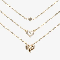 Mixit Womens Cubic Zirconia Stainless Steel Hypoallergenic 3-pc. Necklace Set