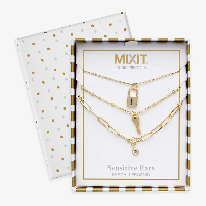 Mixit Womens Glass Hypoallergenic 3-pc. Necklace Set