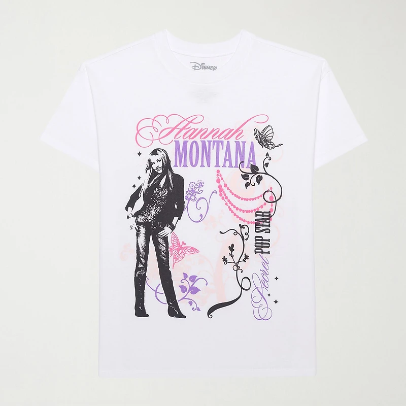 Hannah Montana Boyfriend Tee Womens Juniors Crew Neck Short Sleeve Loose Fit Graphic T-Shirt
