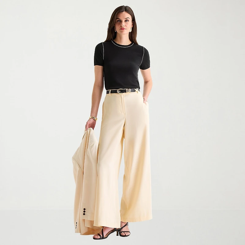 Worthington Womens Tall Wide Leg High Rise Trouser