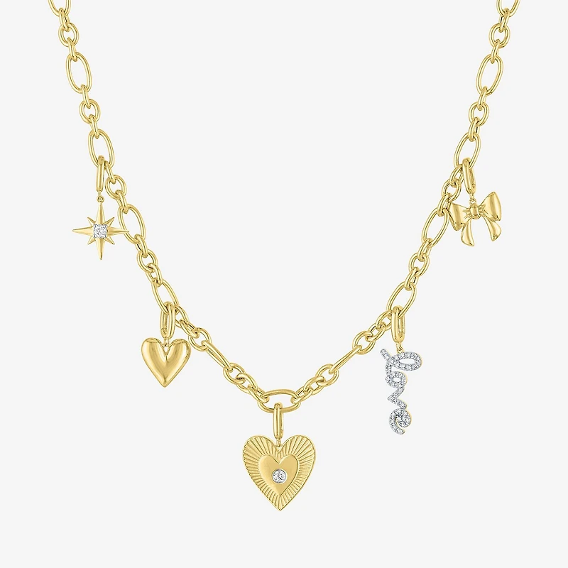 Diamond Addiction (G-H / Si2-I1) Womens 14K Gold Over Silver 15 Inch Link Chain Necklace