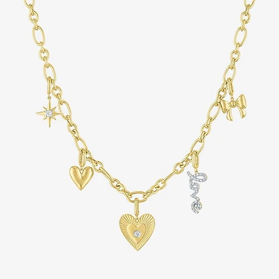 Diamond Addiction (G-H / Si2-I1) Womens 14K Gold Over Silver 15 Inch Link Chain Necklace