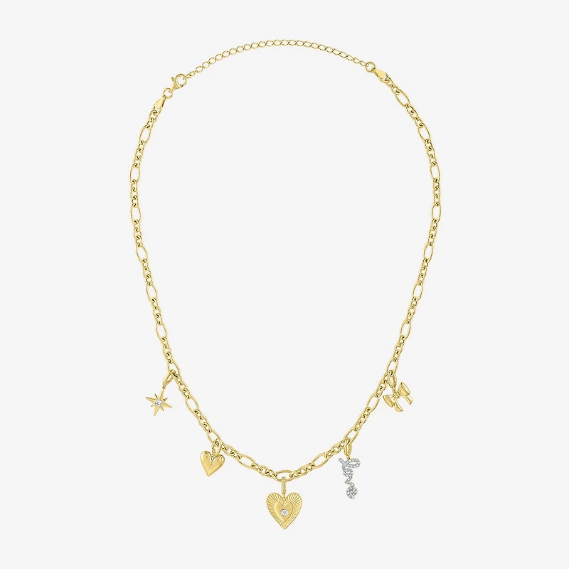 Diamond Addiction (G-H / Si2-I1) Womens 14K Gold Over Silver 15 Inch Link Chain Necklace