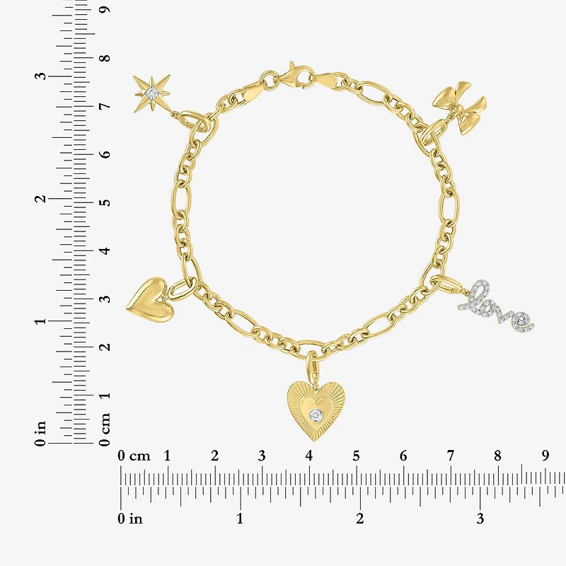 Diamond Addiction (G-H / Si2-I1) Womens 1/5 CT. Lab Grown White Diamond 14K Gold Over Silver Charm Bracelet