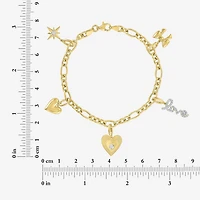 Diamond Addiction (G-H / Si2-I1) Womens 1/5 CT. Lab Grown White Diamond 14K Gold Over Silver Charm Bracelet