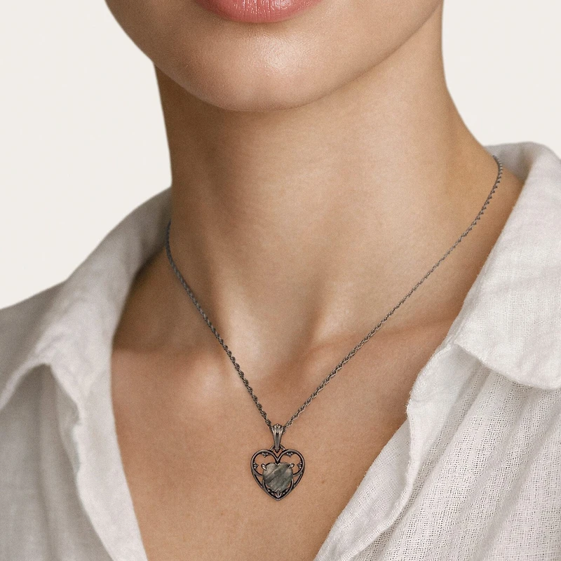 Harry Potter Womens Genuine Black Spinel Sterling Silver 18 Inch Pendant Necklace