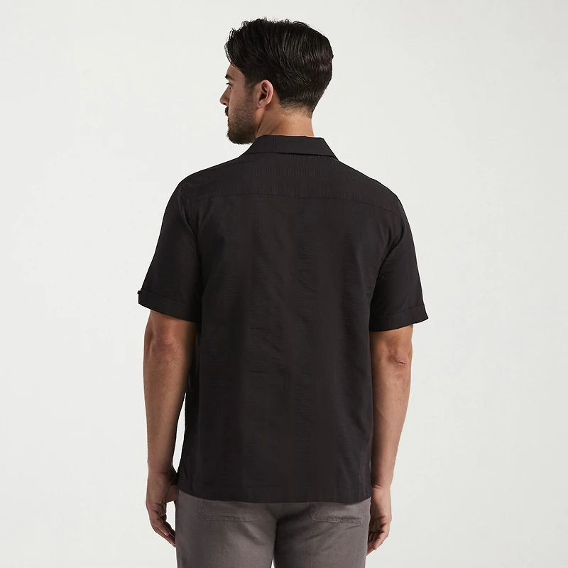 Cubavera Seersucker Texture Mens Short Sleeve Regular Fit Button-Down Shirt