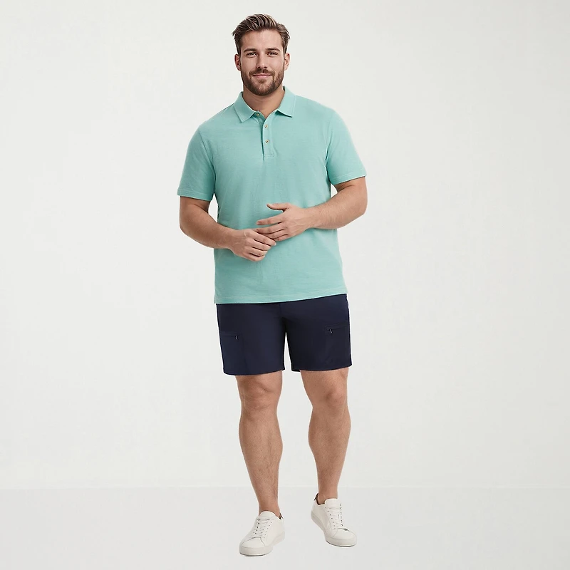 IZOD Dockside Slub Big and Tall Mens Classic Fit Short Sleeve Polo Shirt