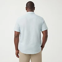 IZOD Dockside Chambray Mens Short Sleeve Classic Fit Big and Tall Button-Down Shirt
