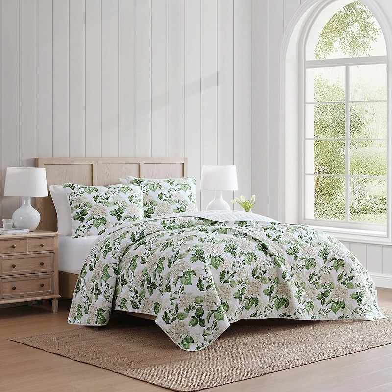 Martha Stewart Hydrangea Floral Easy Care Quilt Set