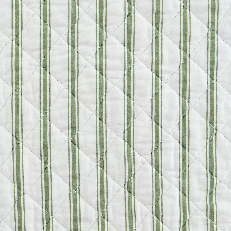 Martha Stewart Core Ticking Stripe Easy Care Quilt Set