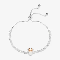 Disney Classics Womens Cubic Zirconia 14k Rose Gold Over Brass Minnie Mouse Bolo Bracelet