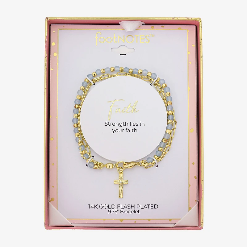 Footnotes Multi Strand Charm Womens Blue Quartz 10K Gold Over Brass Cross Strand Bracelet