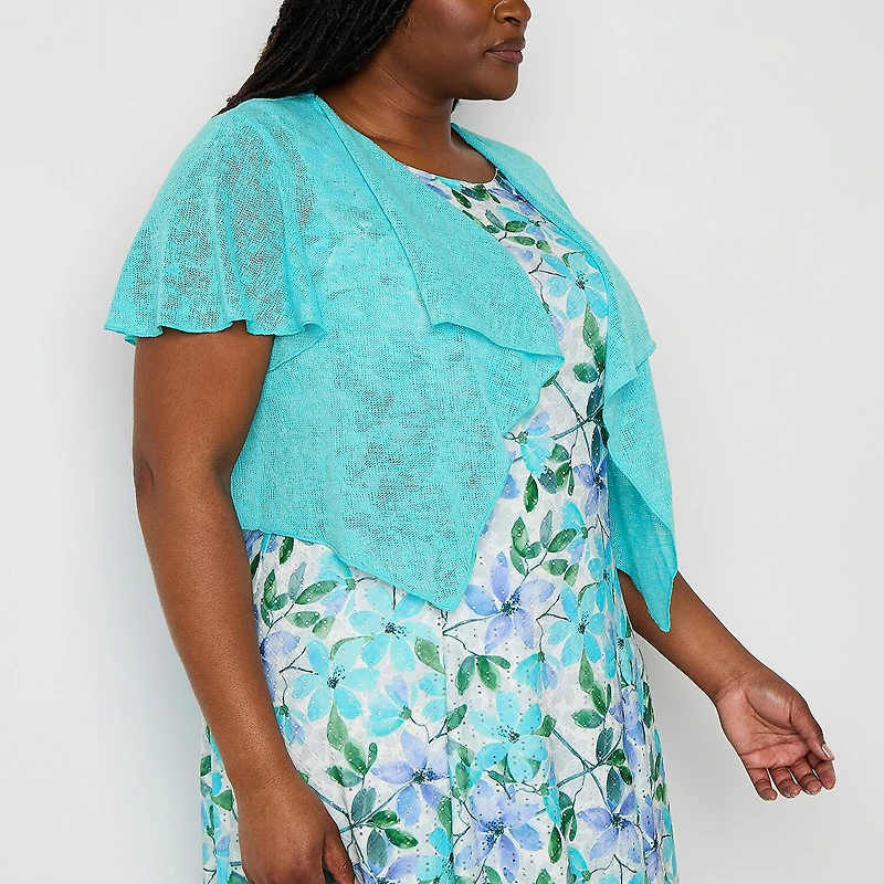Perceptions Womens Plus Floral Jacket Dress