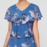 S. L. Fashions Womens V Neck Short Sleeve Floral Shift Dress