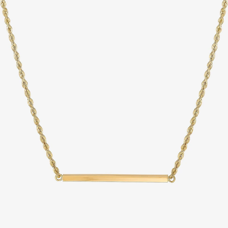 Womens 10K Gold Bar 18 Inch Pendant Necklace
