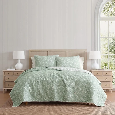 Martha Stewart French Bird Floral Easy Care Quilt Set