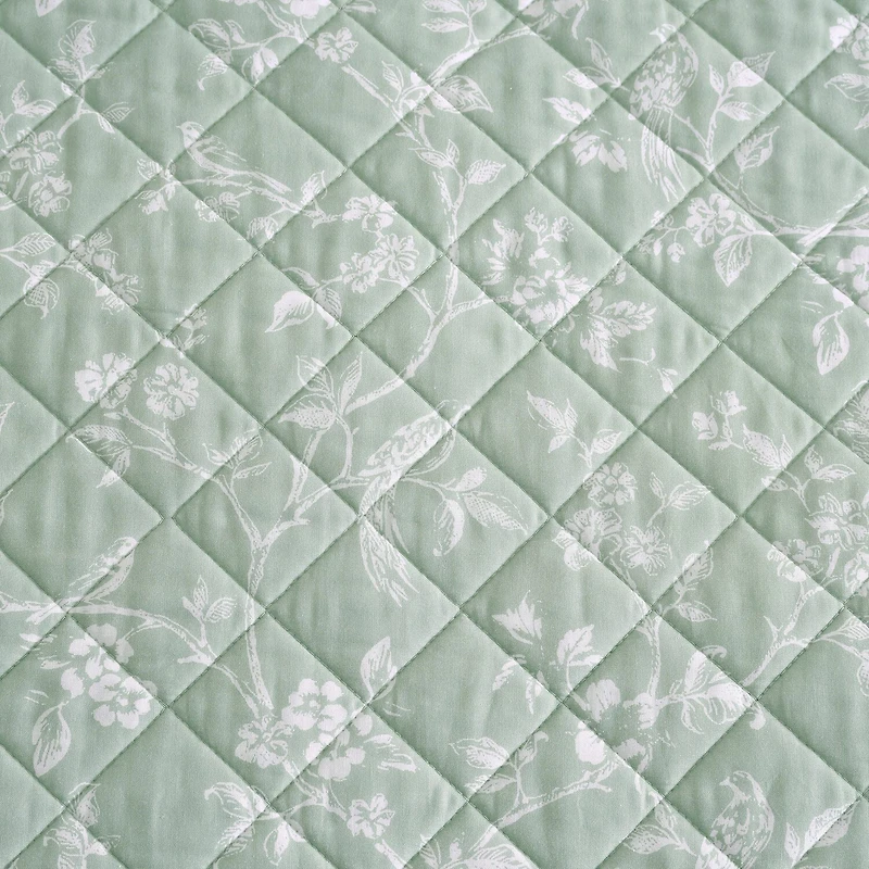 Martha Stewart French Bird Floral Easy Care Quilt Set