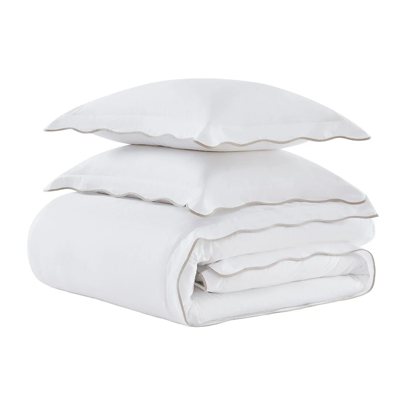 Martha Stewart Simple Scallop Easy Care Duvet Cover Set