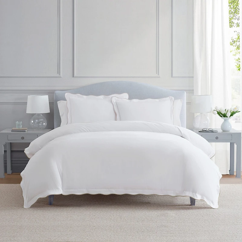 Martha Stewart Simple Scallop Easy Care Duvet Cover Set