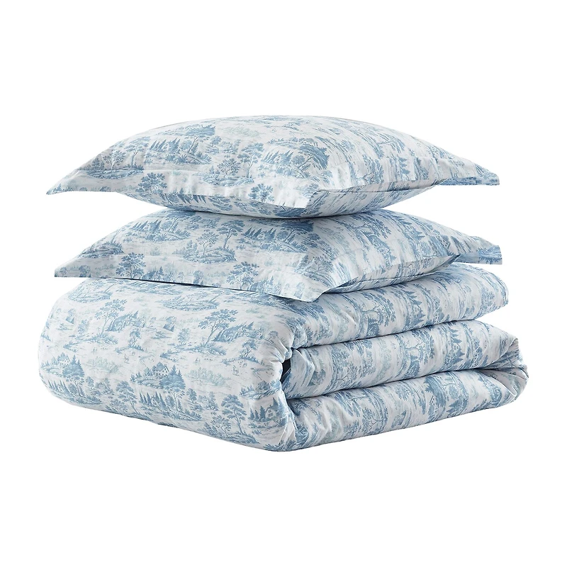 Martha Stewart Farmhouse Toile Easy Care Duvet Cover Set