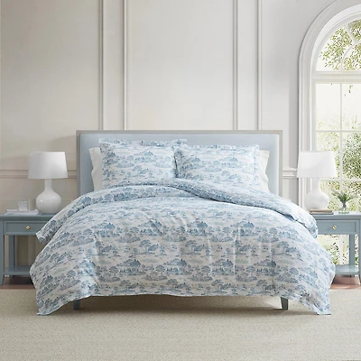 Martha Stewart Farmhouse Toile Easy Care Duvet Cover Set