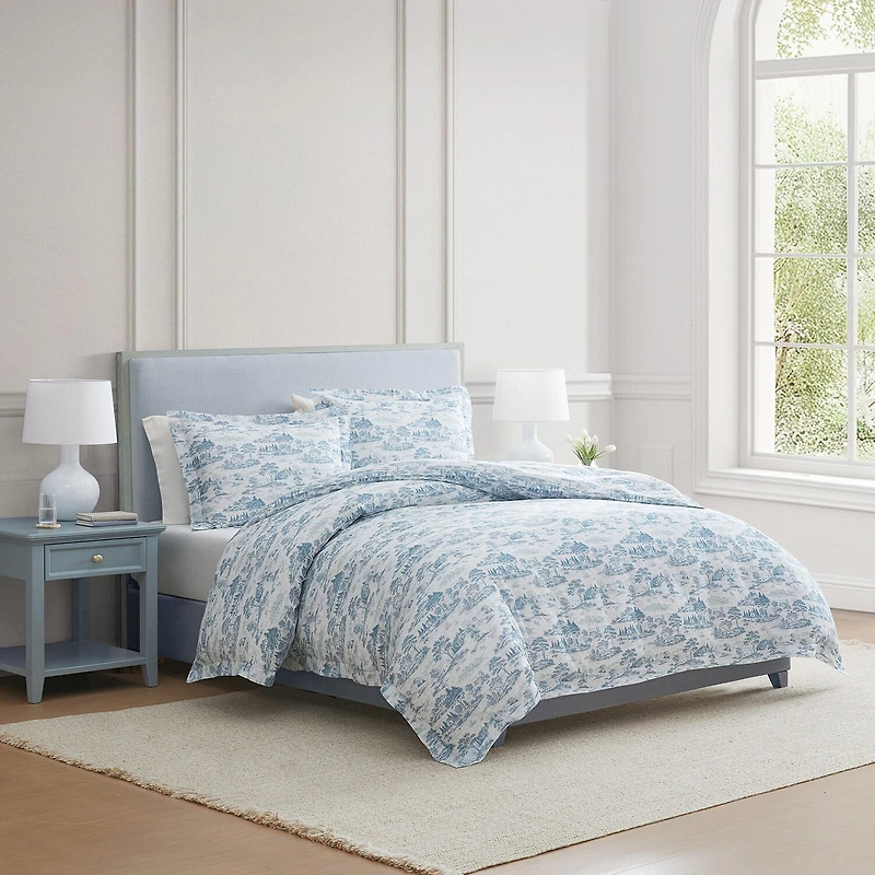 Martha Stewart Farmhouse Toile Easy Care Duvet Cover Set