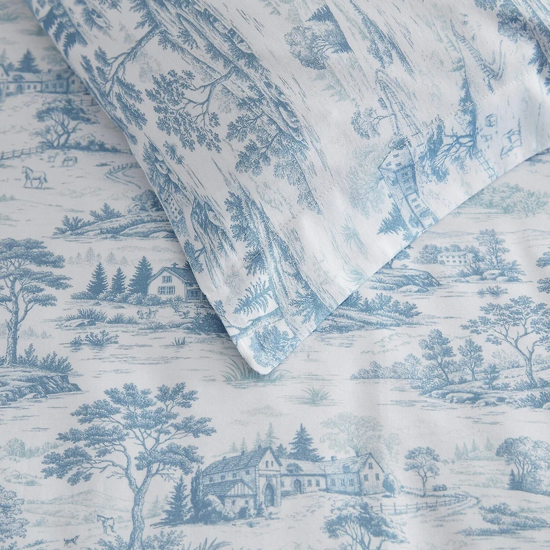 Martha Stewart Farmhouse Toile Easy Care Duvet Cover Set