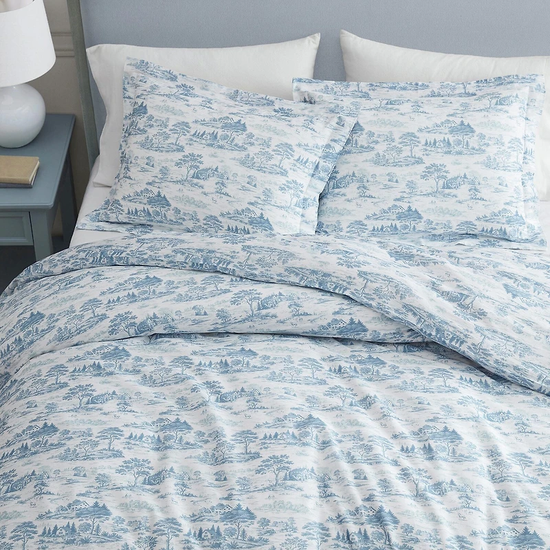 Martha Stewart Farmhouse Toile Easy Care Duvet Cover Set
