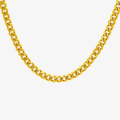 Mens 14K Gold Over Stainless Steel 24 Inch Link Chain Necklace