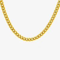 Mens 14K Gold Over Stainless Steel 24 Inch Link Chain Necklace