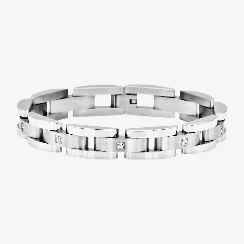 Mens Stainless Steel Solid 8 3/4 Inch Link Bracelet