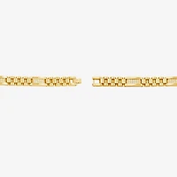 Mens 14K Gold Over Stainless Steel Solid 8 / Inch Link Bracelet