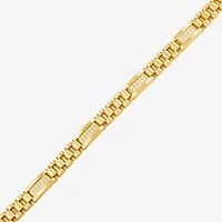 Mens 14K Gold Over Stainless Steel Solid 8 / Inch Link Bracelet