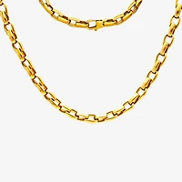 Mens 14K Gold Over Stainless Steel 24 Inch Link Chain Necklace