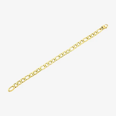 Mens 14K Gold Over Stainless Steel 8 1/2 Inch Solid Link Chain Bracelet